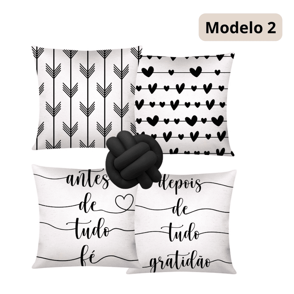 Almofadas Decorativas Kit com 4 Capas + Brinde Nózinho