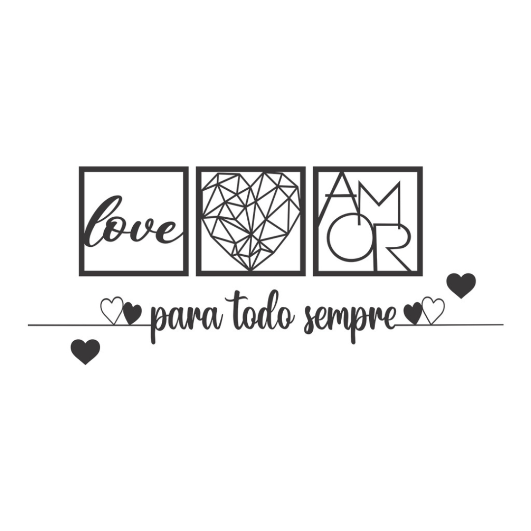 Kit 3 Quadros + Frase "Para todo o sempre"