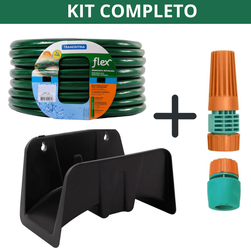 Mangueira + Suporte + Esguicho para Jardim