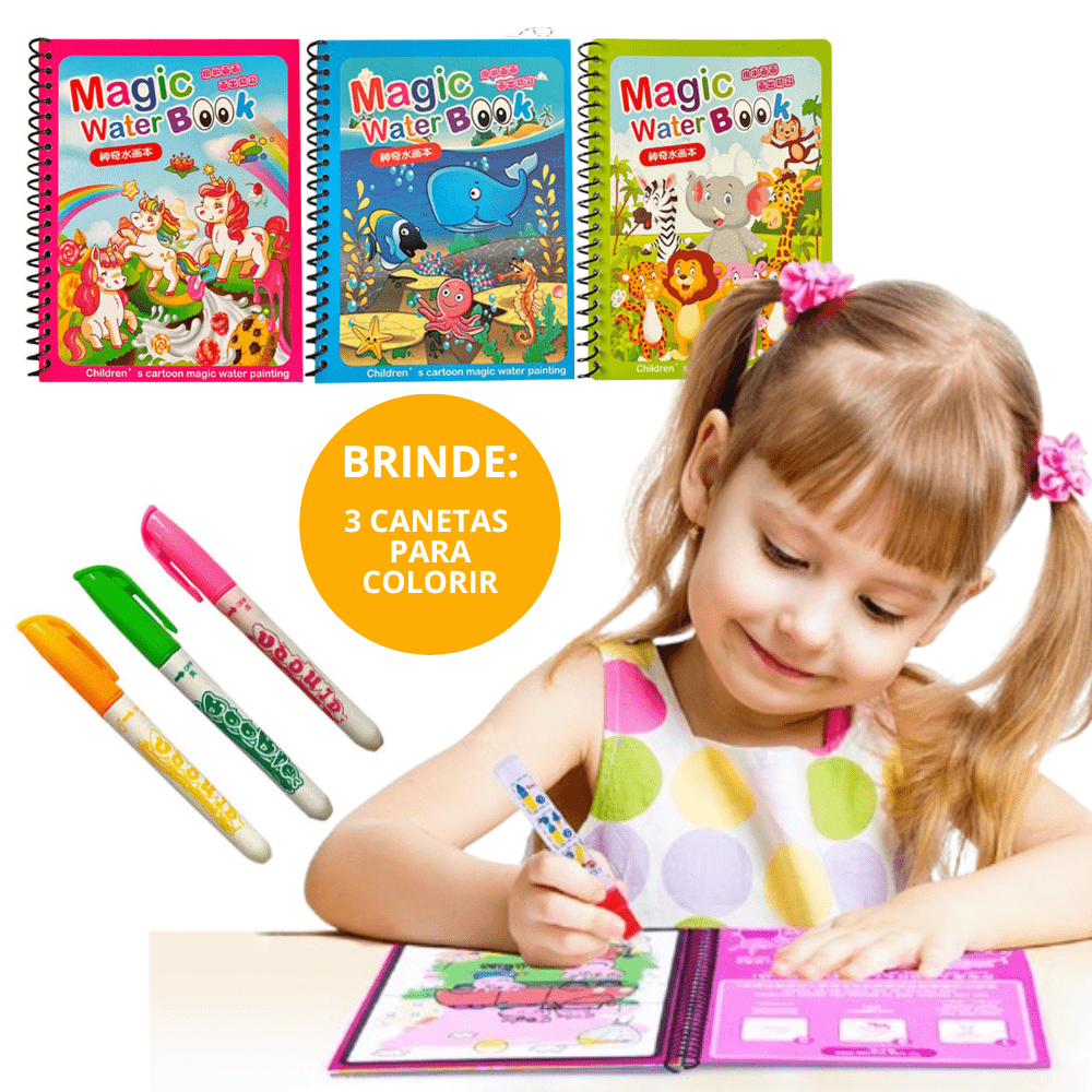 Livrinho Infantil Aquarela Mágica KIT COM 3 + BRINDE